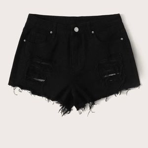 Distressed Black Denim Shorts 🌴